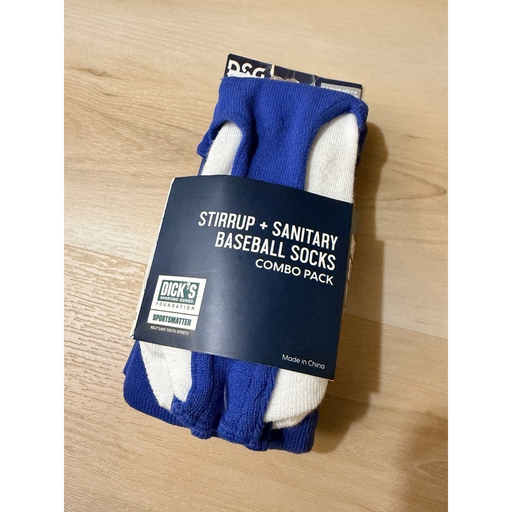 DSG Stirrup + Sanitary Baseball Socks Royal Blue and White Size Medium Unisex